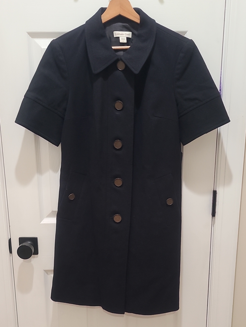 Coldwater Creek Short-Sleeve Button Front Coat Dress